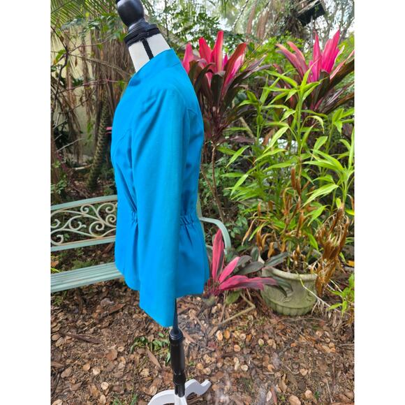Vintage Saks Fifth Ave Teal Turquoise Jacket Size 6 - Picture 2 of 4